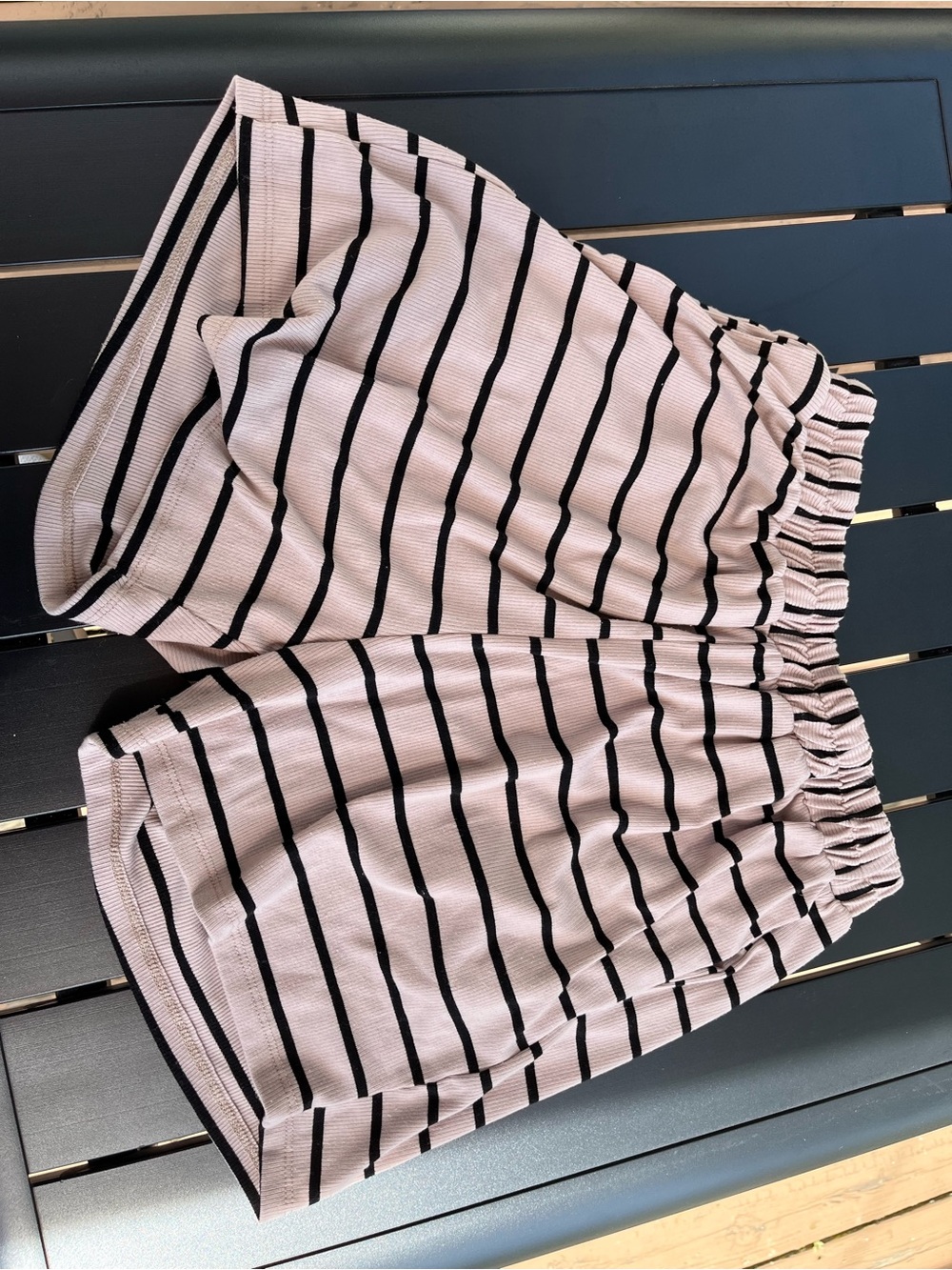 High-Waist Pink and Black Striped Women's Shorts